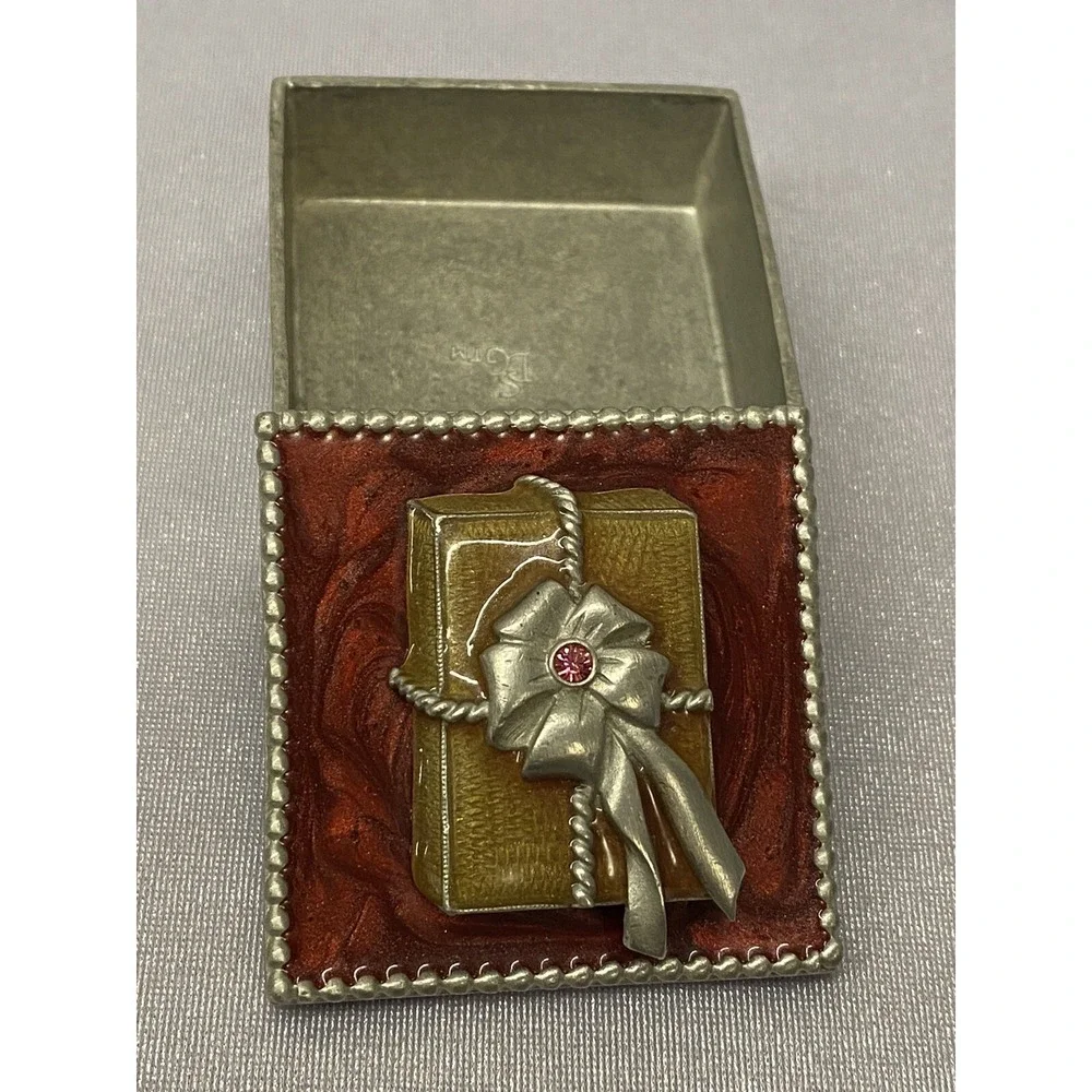 Cloisonné Enamel Little Trinket Book Box W/ Pink Crystal Mark W/ SDG 2